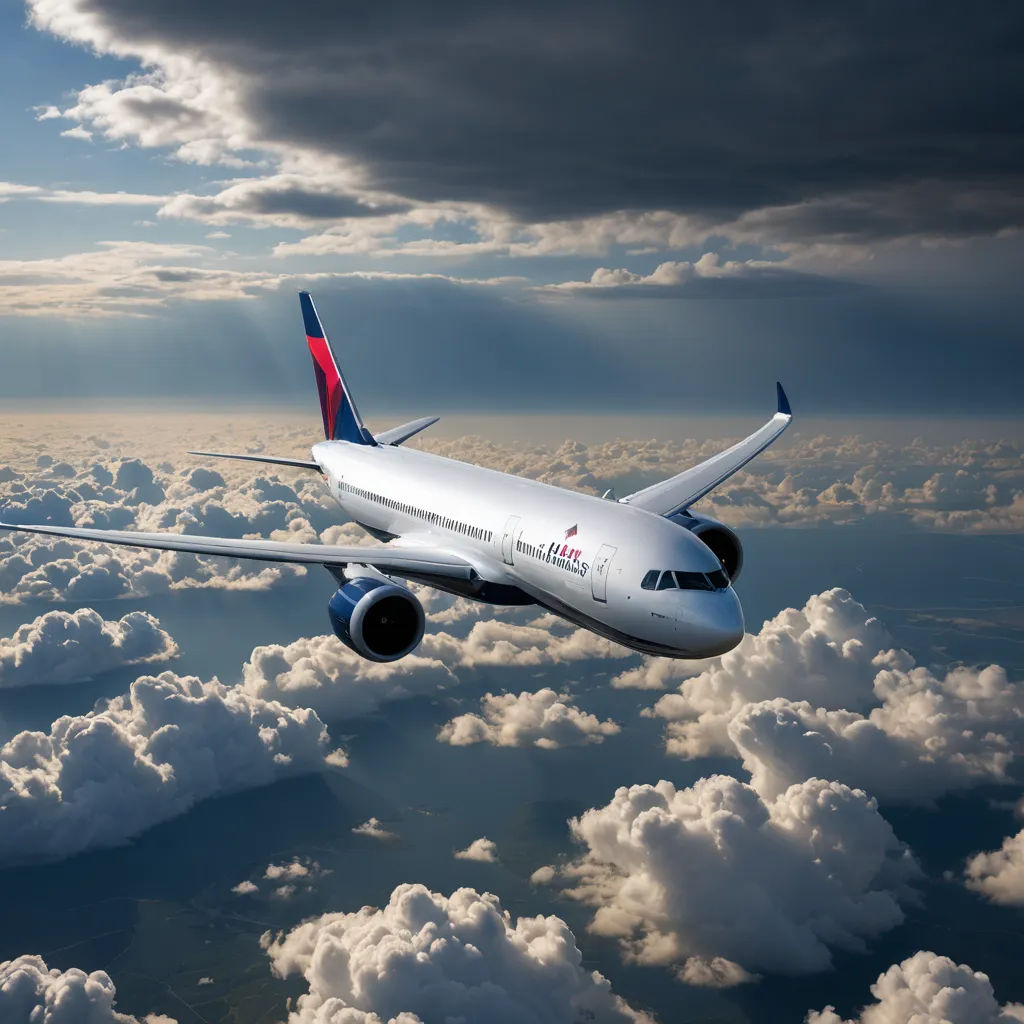 a large jetliner flying through a cloudy sky above the clouds in the sky above the clouds are sun beams, american scene painting, a detailed matte painting, Felix-Kelly, turnaround