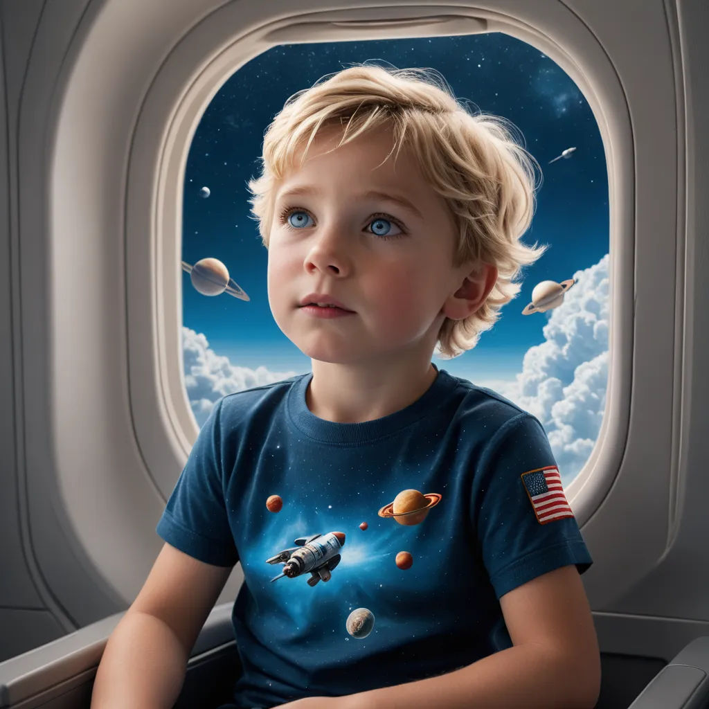 a boy looking out an airplane window at the planets and stars in the sky, with a view of the earth through the window, space art, a digital painting, Chris LaBrooy, highly detailed digital painting