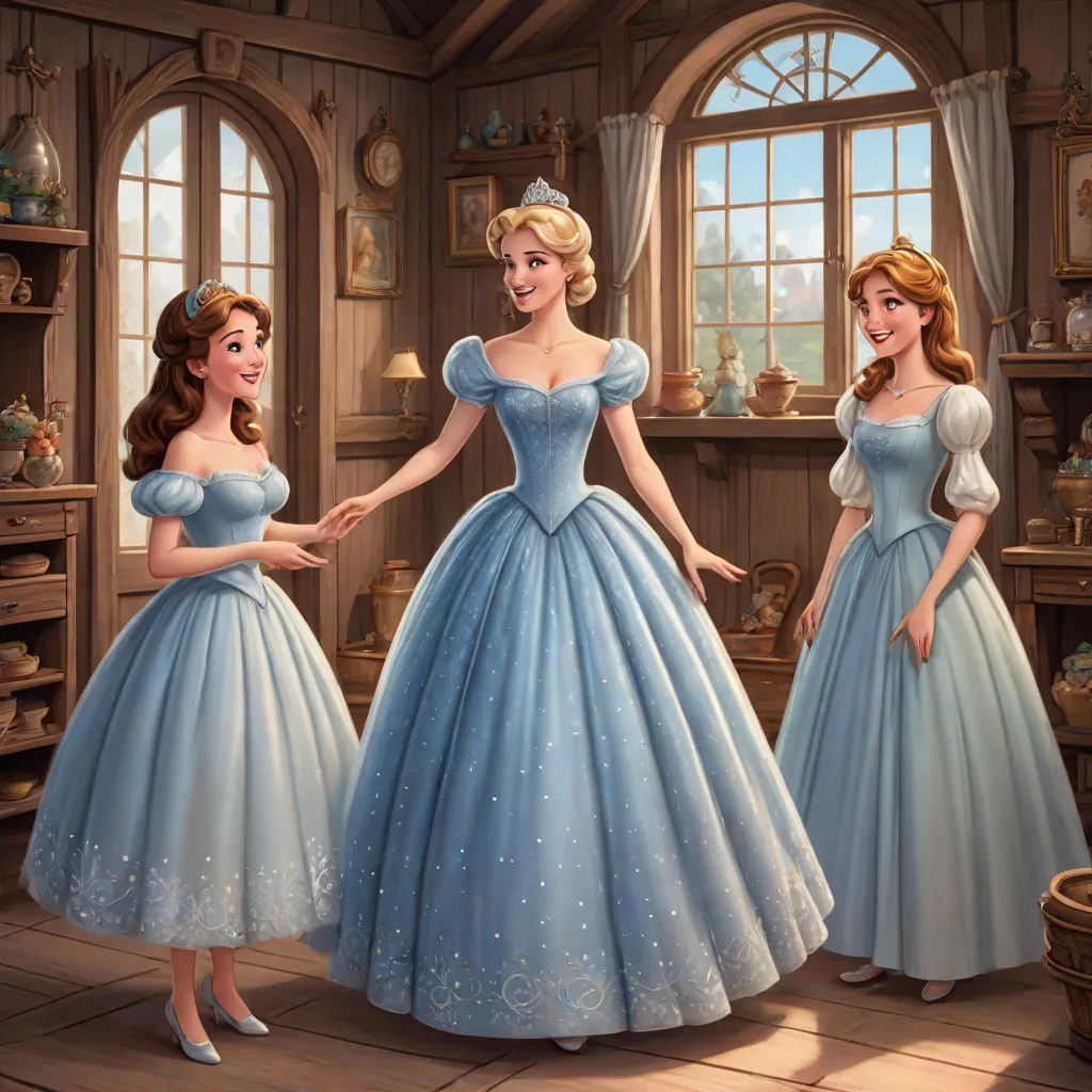 a painting of two women in dresses in a room with a window and a clock on the wall behind them, sots art, a storybook illustration, disney, official art