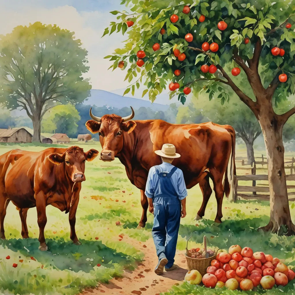 Cisca the Cow eating Apples at Mr. Matheus' Farm