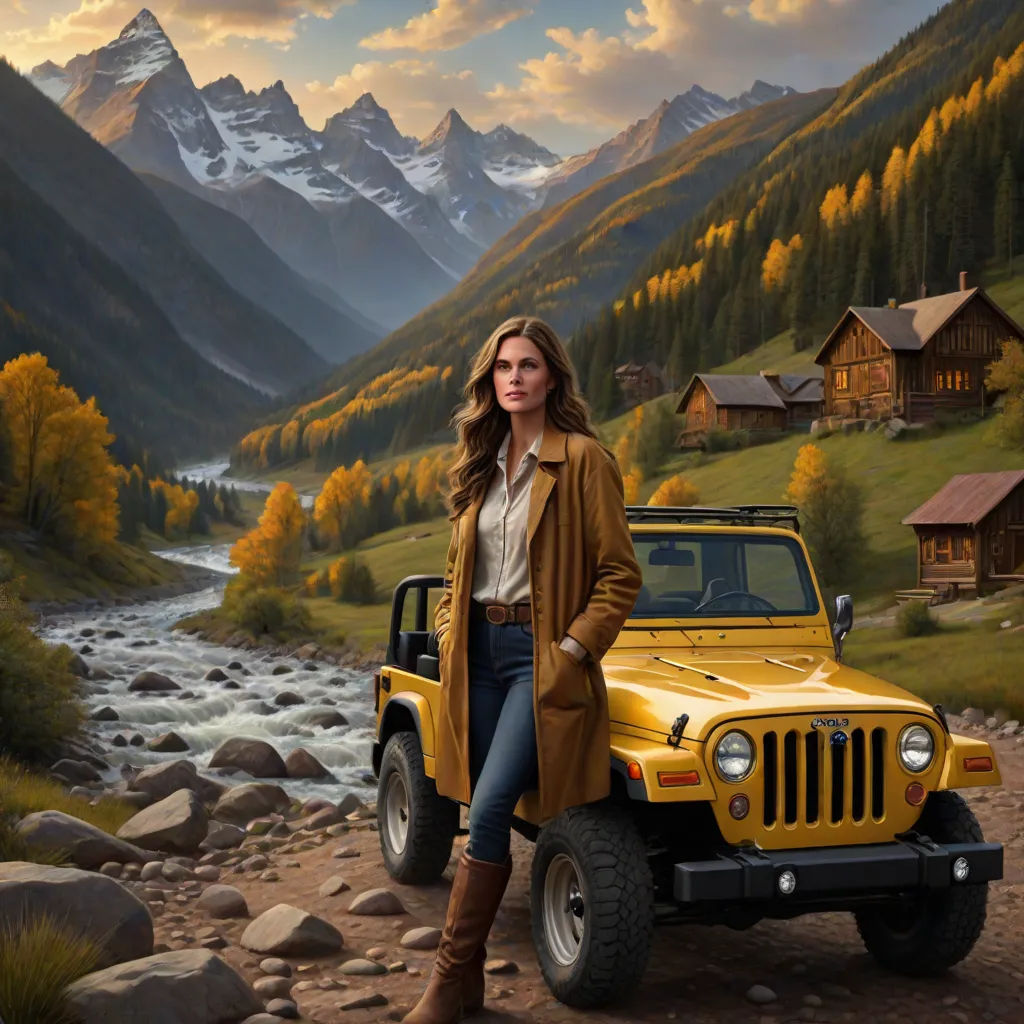 Cathy a blonde hair hazel eyed girl, with her yellow jeep parked at the town's edge, gazed at the mountains. They called her, promising adventures and thrills. Her heart raced with anticipation.