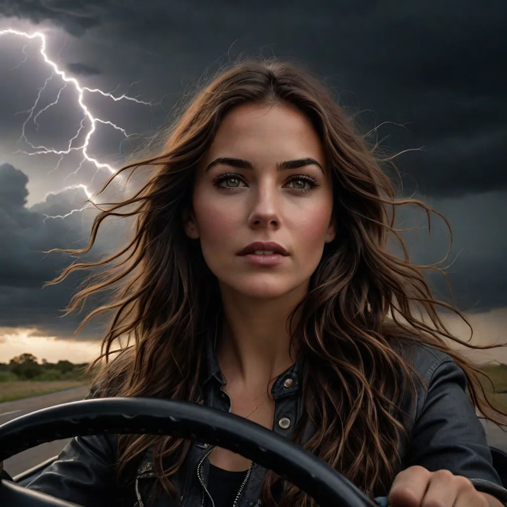 Cathy drove towards the storm, her heart pounding with excitement. She loved the raw power of nature, the thrill of being so close to danger.