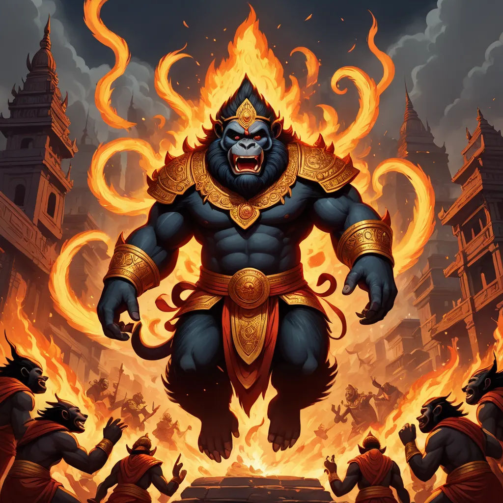 a cartoon of a demon with flames in the background and a demon on the front of it's body, sumatraism, concept art, Art of Brom, rossdraws global illumination