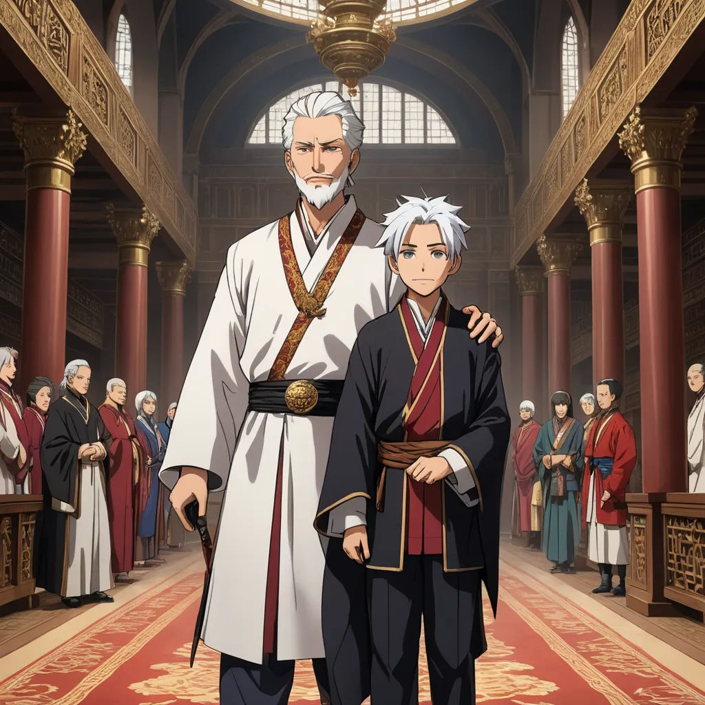 a man and woman standing in a building with a crowd of people behind them and a red carpet on the floor, rayonism, concept art, An Gyeon, official art