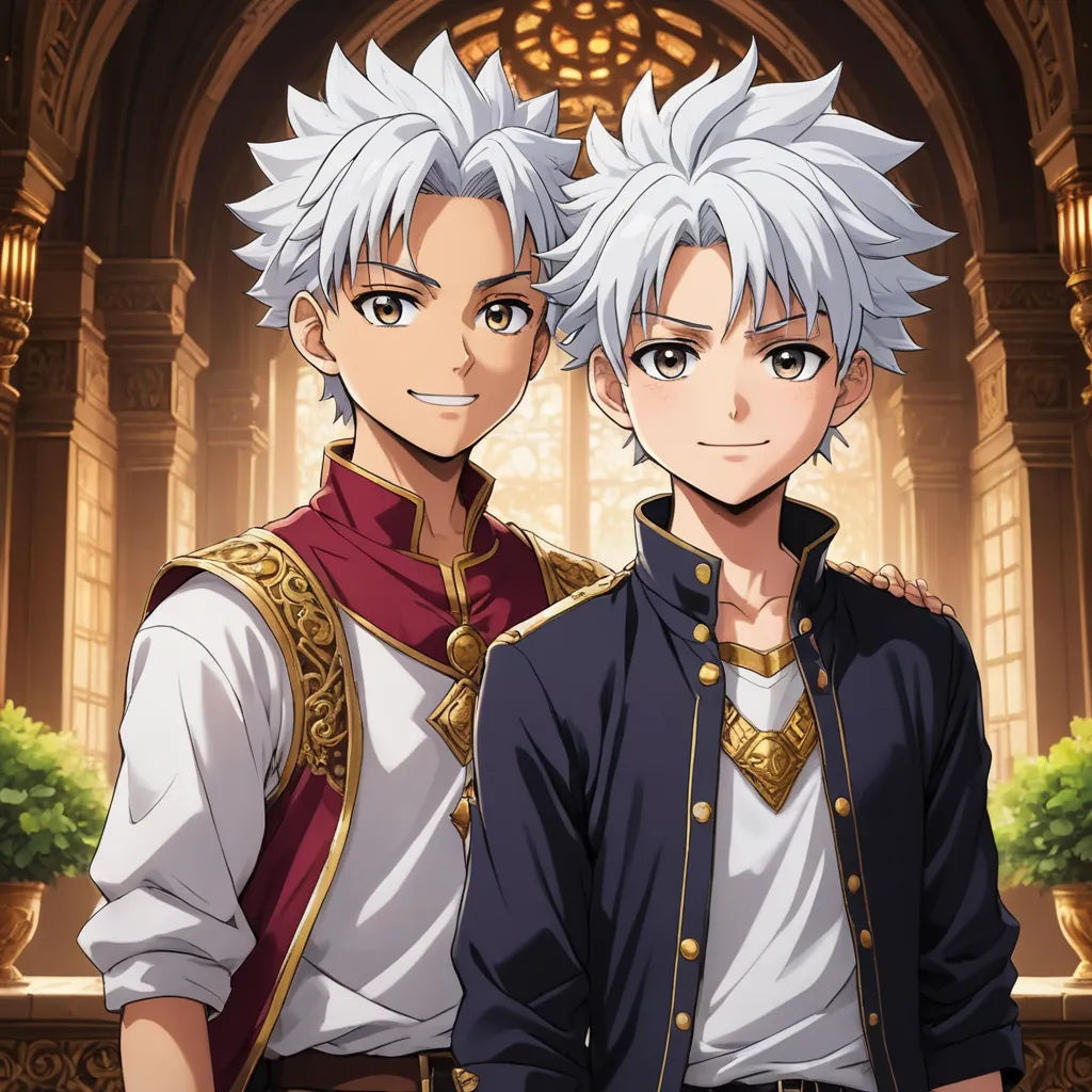 two anime characters standing next to each other in front of a building with a clock on it's face, sots art, concept art, Altoon Sultan, official art