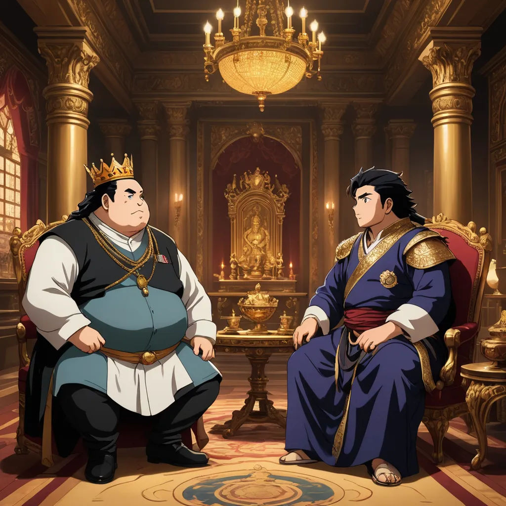 a cartoon of two men sitting in chairs in a room with chandeliers and a chandelier, sots art, concept art, Altoon Sultan, official art