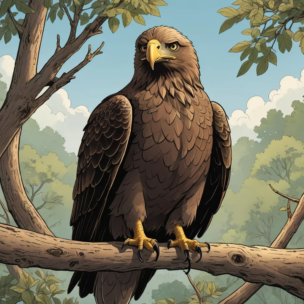 a bird sitting on a branch in a tree with leaves and sky in the background, with a few clouds in the sky, naturalism, an illustration of, Dan Mumford, laurie greasley
