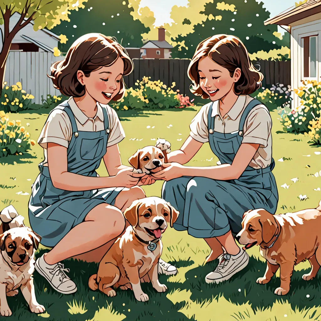 Sisters and Puppies