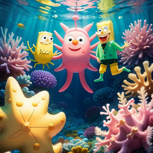 a cartoon character is swimming in the ocean with other cartoon characters and corals around him photo by matt wright / disney / pixama