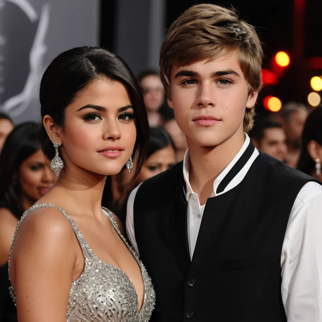 a young man and woman posing for a picture together at an event with a crowd behind them and a man in a black vest and white shirt, les nabis, a photo, Felix-Kelly, perfect faces