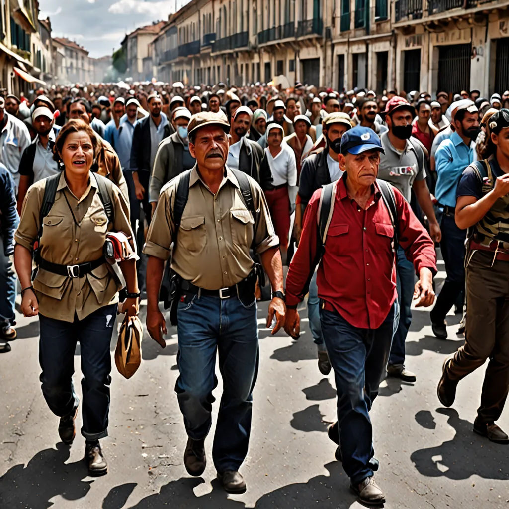 a group of people walking down a street next to each other in a crowd of people walking down a street, socialist realism, a colorized photo, Bourgeois, promotional image