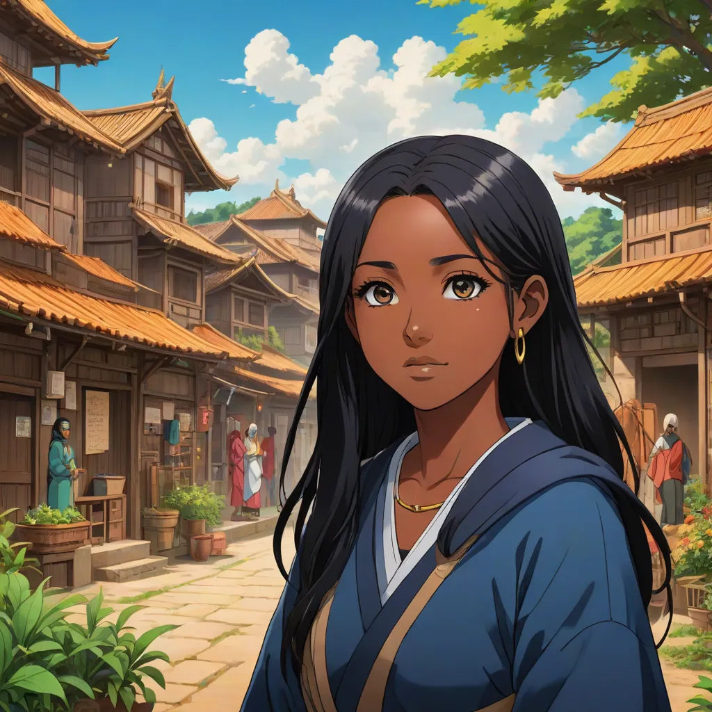 a woman in a blue dress standing in front of a building with a sky background and people in the background, a character portrait, Cedric Seaut (Keos Masons), cloisonnism, official art