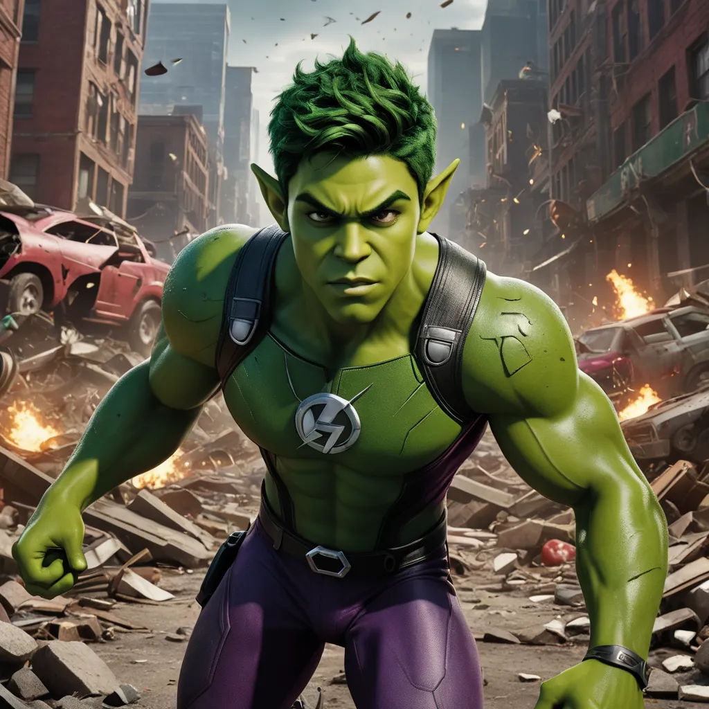 a man in a green suit standing in front of a bunch of rubble and cars in the background of a city, photorealism, a character portrait, Chris LaBrooy, unreal engine 5 quality render