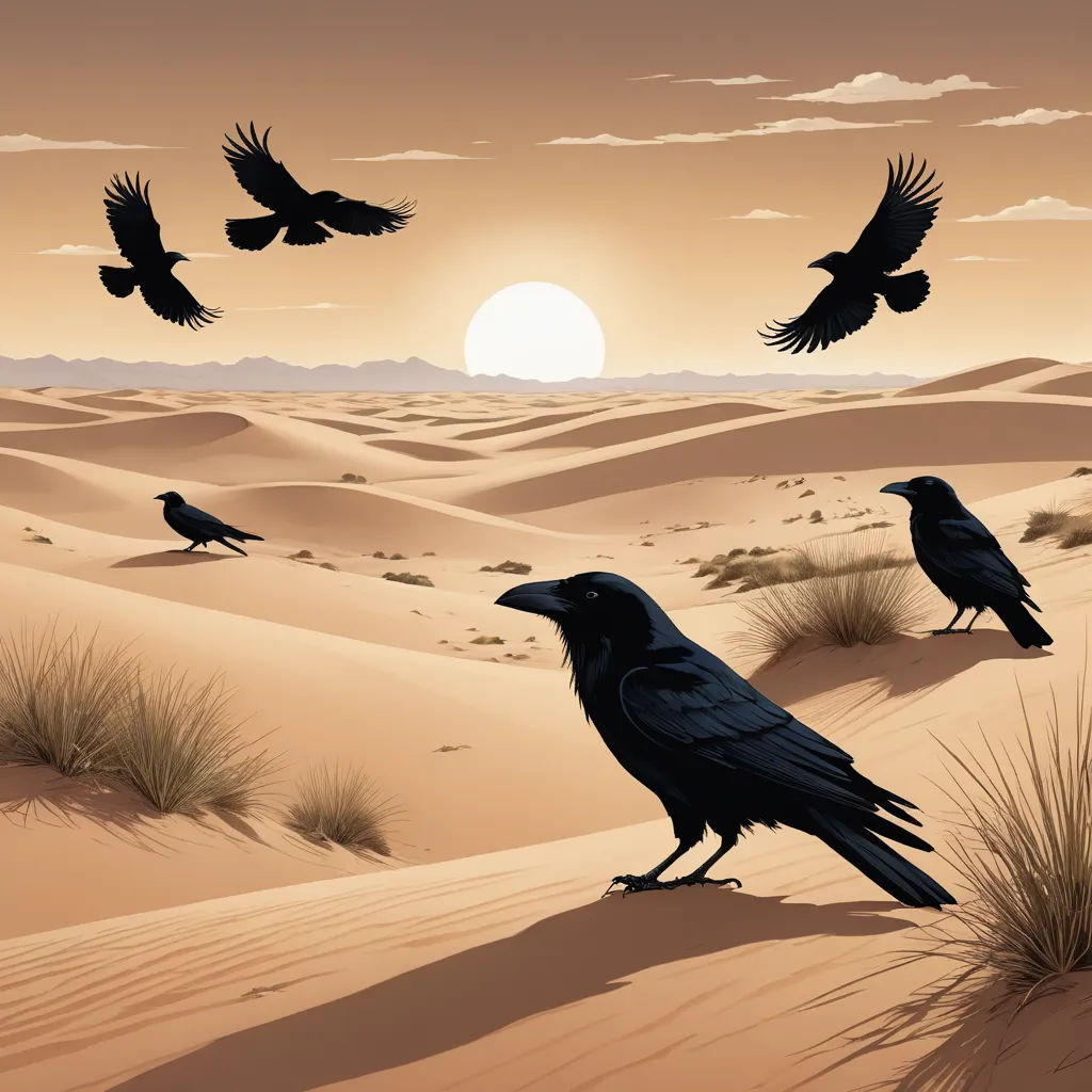 a group of birds flying over a desert landscape at sunset or dawn with a flock of birds flying overhead, gothic art, a detailed matte painting, Amir Zand, birds