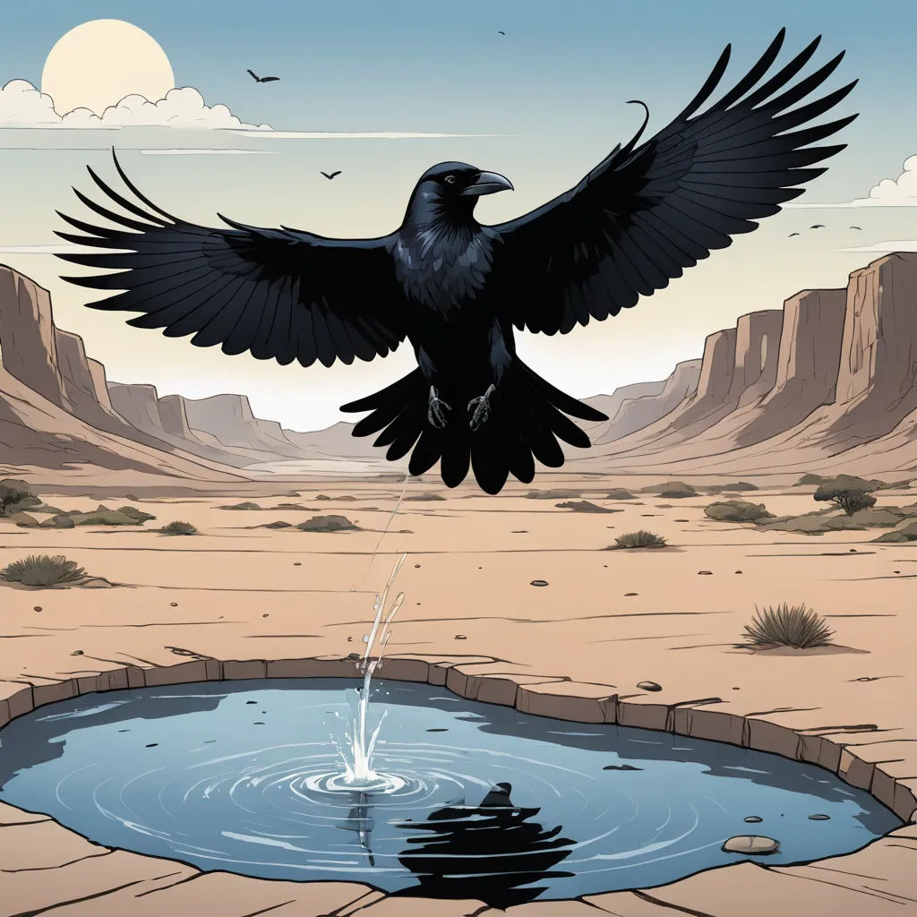 a bird is flying over a small pond of water in the desert with mountains in the background and a bird flying over the water, serial art, a comic book panel, Dan Mumford, comic cover art