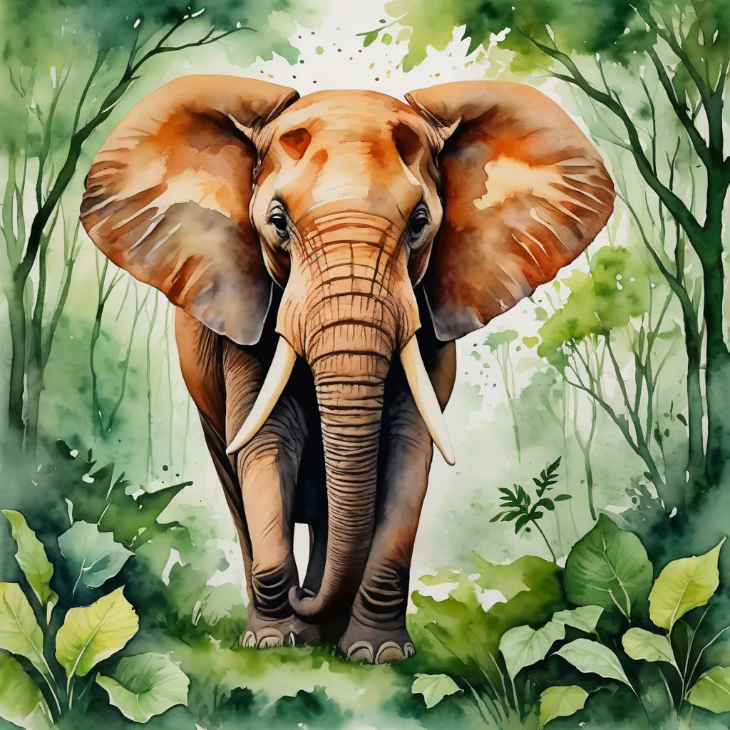 an elephant is standing in the middle of a forest with green leaves and trees around it, with a white background, sumatraism, an airbrush painting, Amédée Ozenfant, highly detailed digital painting