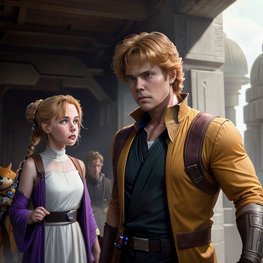 a man and a woman standing next to each other in front of a building with a bear on the ground