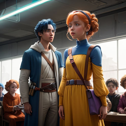 a man and woman standing next to each other in front of a group of people in a room with a window