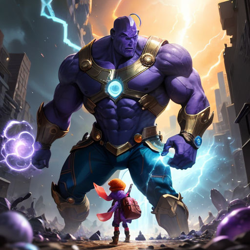 a character from the video game street fighter, with a hero in the background and a lightning background in the foreground