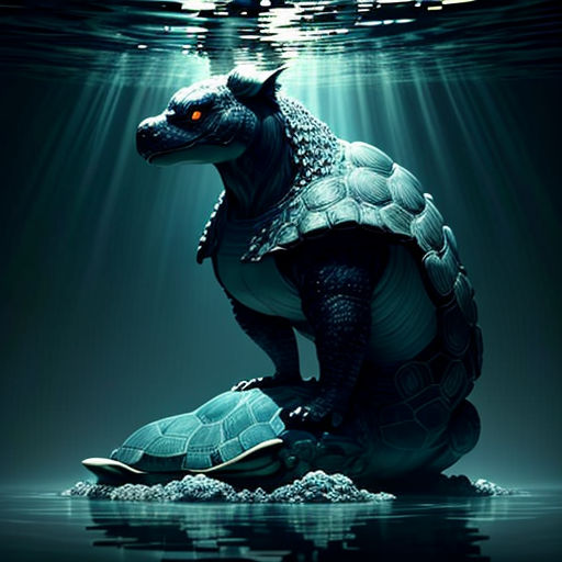 a turtle is sitting on top of a turtle in the water with its head on the turtle's back