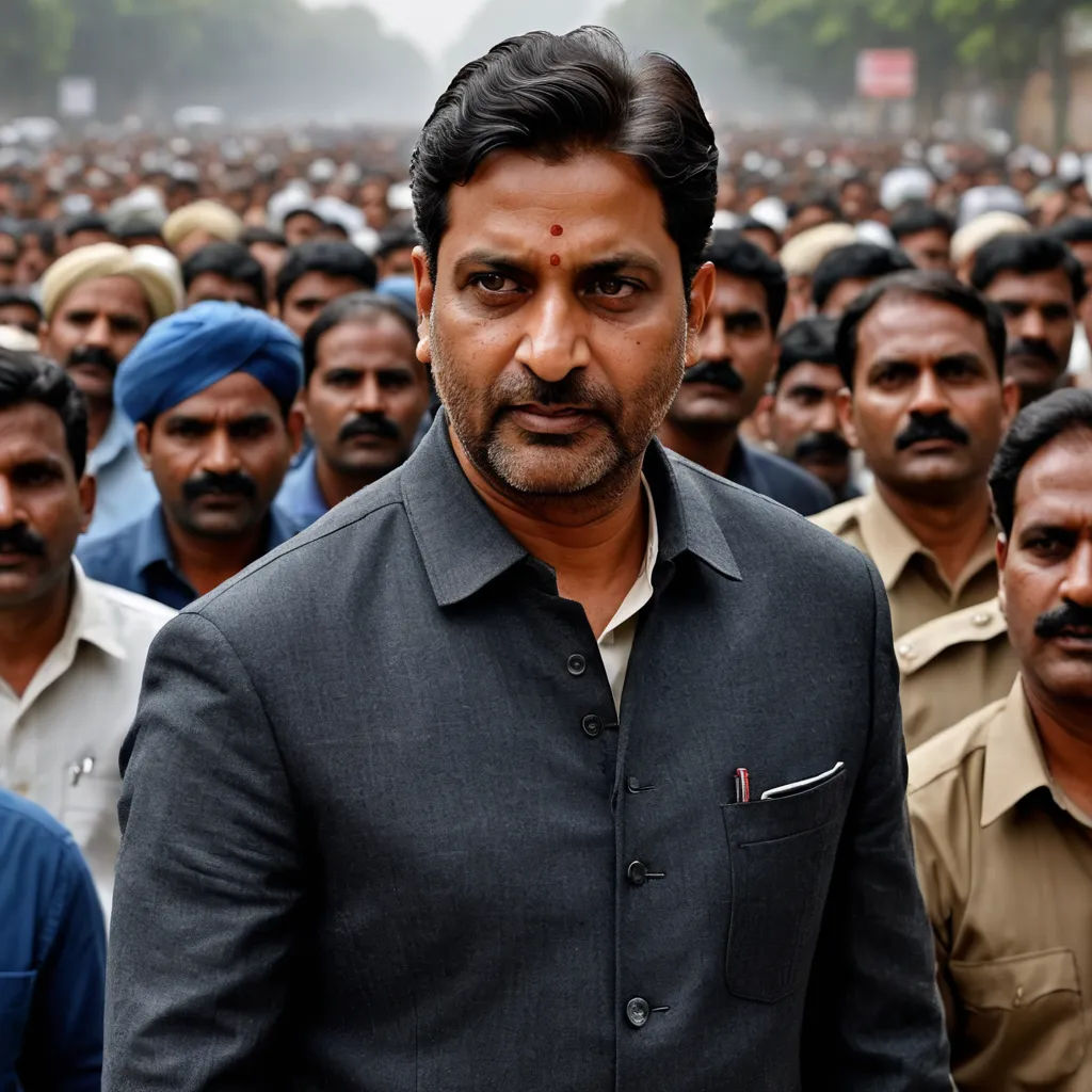 a man in a crowd of people wearing a black shirt and a blue turban is standing in front of a man in a black suit, samikshavad, a poster, Bholekar Srihari, movie still frame