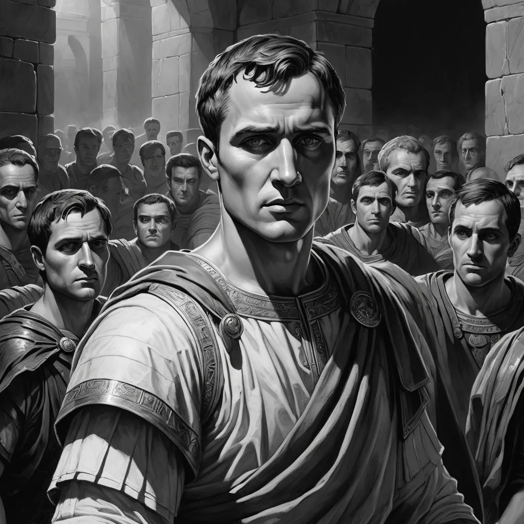 a painting of a man in a roman costume surrounded by other men in a crowd of men in roman garb, antipodeans, an ultrafine detailed painting, David Palumbo, very detailed faces