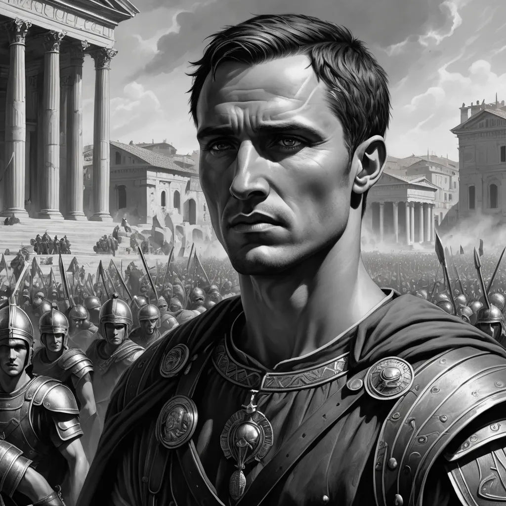 a man in a roman armor standing in front of a crowd of people with a sword and helmet on, antipodeans, an ultrafine detailed painting, David Palumbo, epic fantasy character art