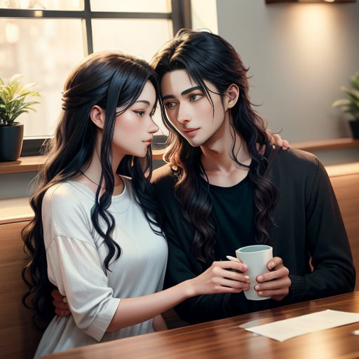 two women sitting at a table with a cup of coffee in their hands and one of them is holding a cell phone