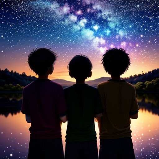 three children looking at the stars in the sky over a lake at night photo by shutterstocker / shutterstocker