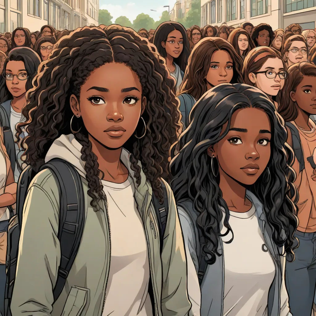 a group of people standing in a crowd of people with a black woman in the middle of the picture, harlem renaissance, a comic book panel, Cedric Seaut (Keos Masons), comic cover art