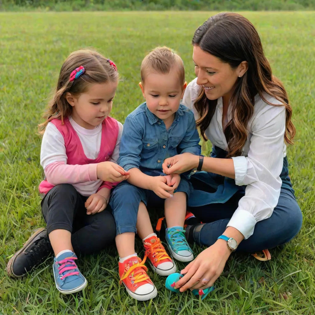 Becka Teaches Misha to Tie Her Shoes