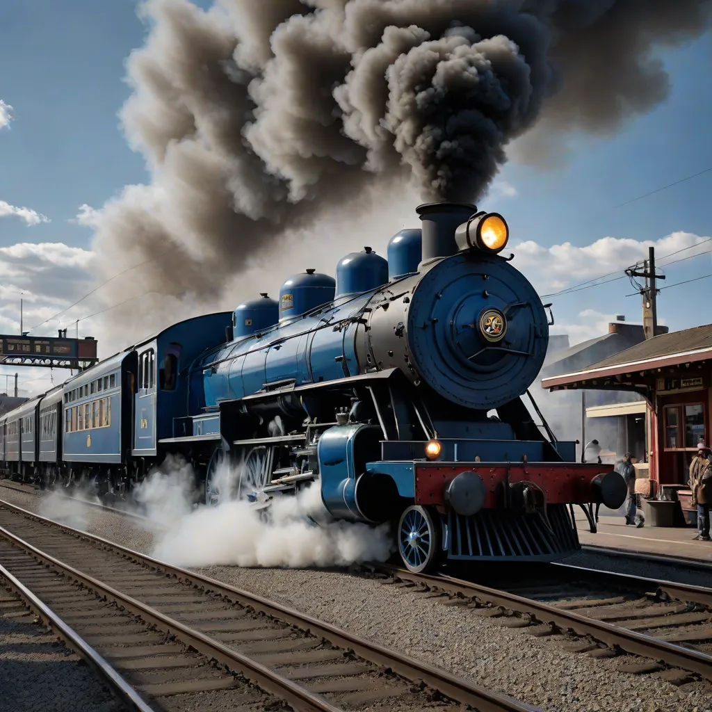 a train is traveling down the tracks with smoke billowing out of it's stacks and smoke billowing out of its stacks, a detailed matte painting, Evgeny Lushpin, photorealism, cinematic photography
