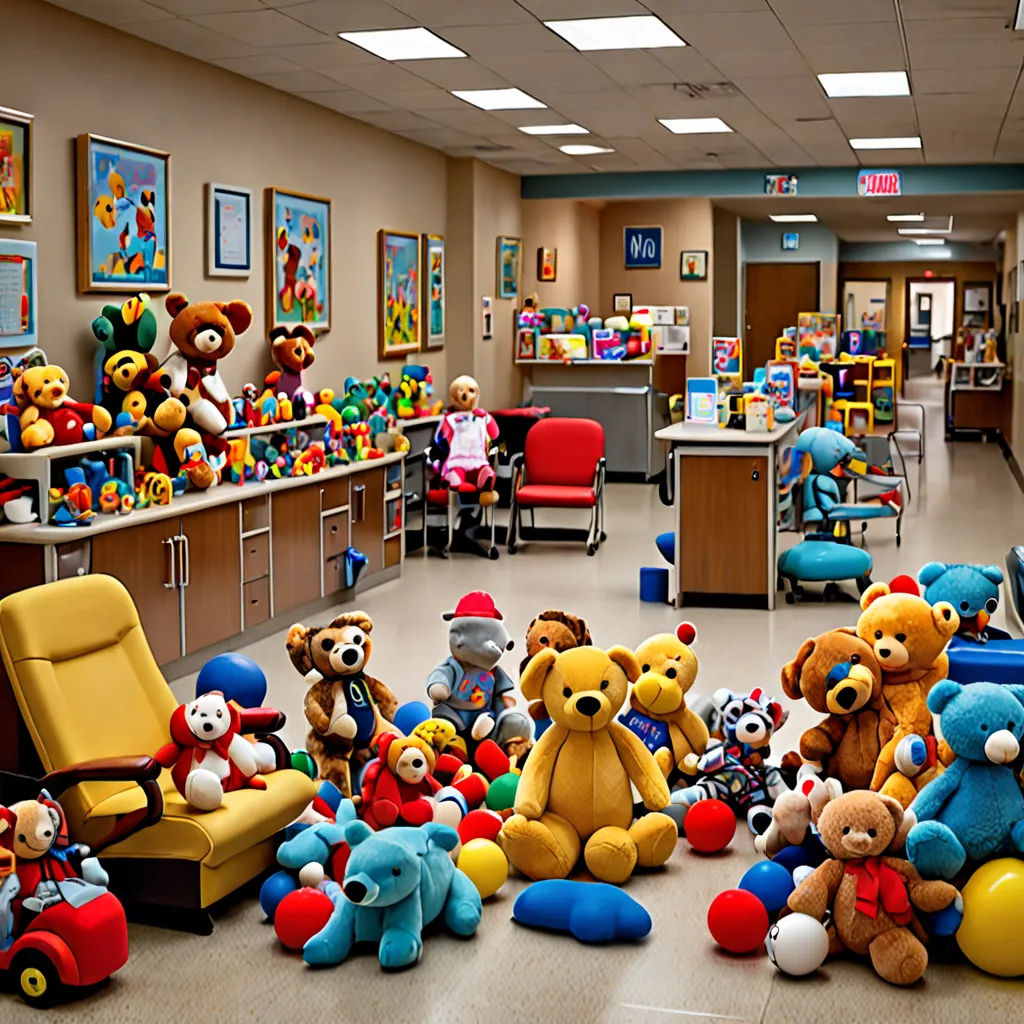 a room filled with lots of stuffed animals and toys on the floor of a building with a lot of stuffed animals on the floor, Damien Hirst, neoplasticism, a stock photo, toy
