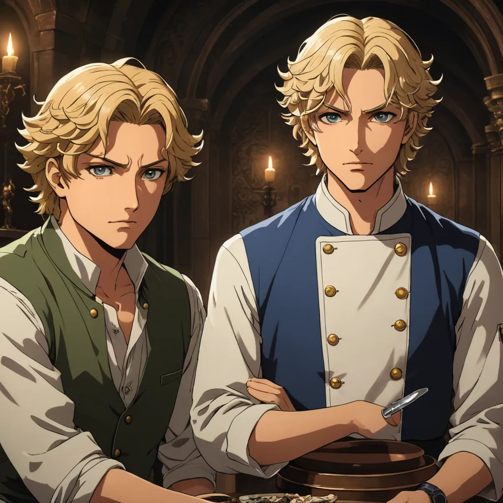 two men in historical clothing standing next to each other in a room with candles and lights on the walls, remodernism, a renaissance painting, Brothers Hildebrandt, official art
