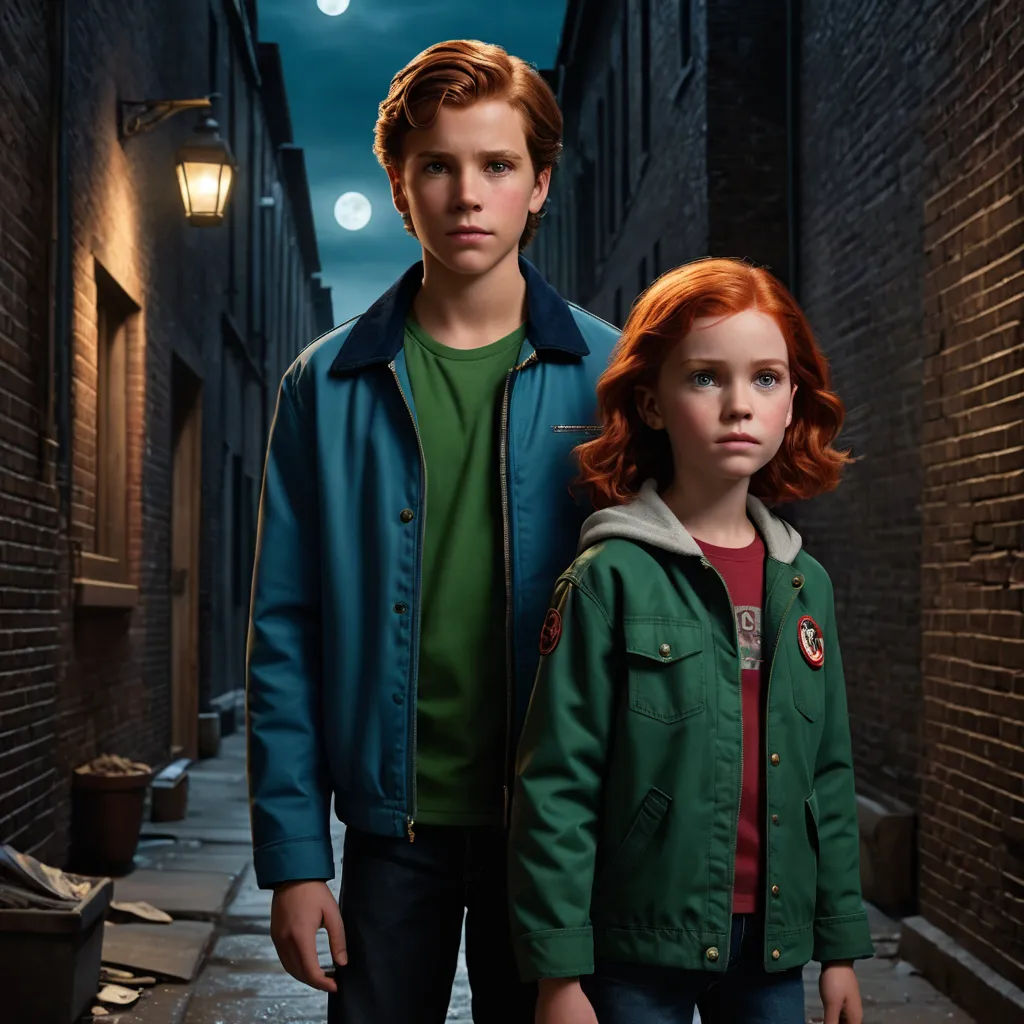 a man and a woman standing in an alley way at night with a lantern on the ceiling and a brick wall, photorealism, poster art, Felix-Kelly, promotional image