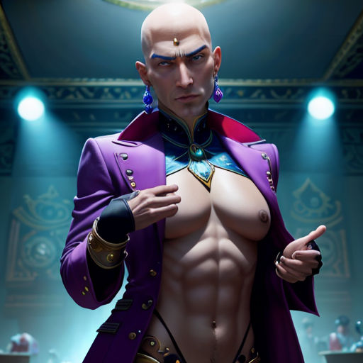 a man in a purple suit with a purple jacket on and a purple jacket on his chest and a purple jacket on his chest