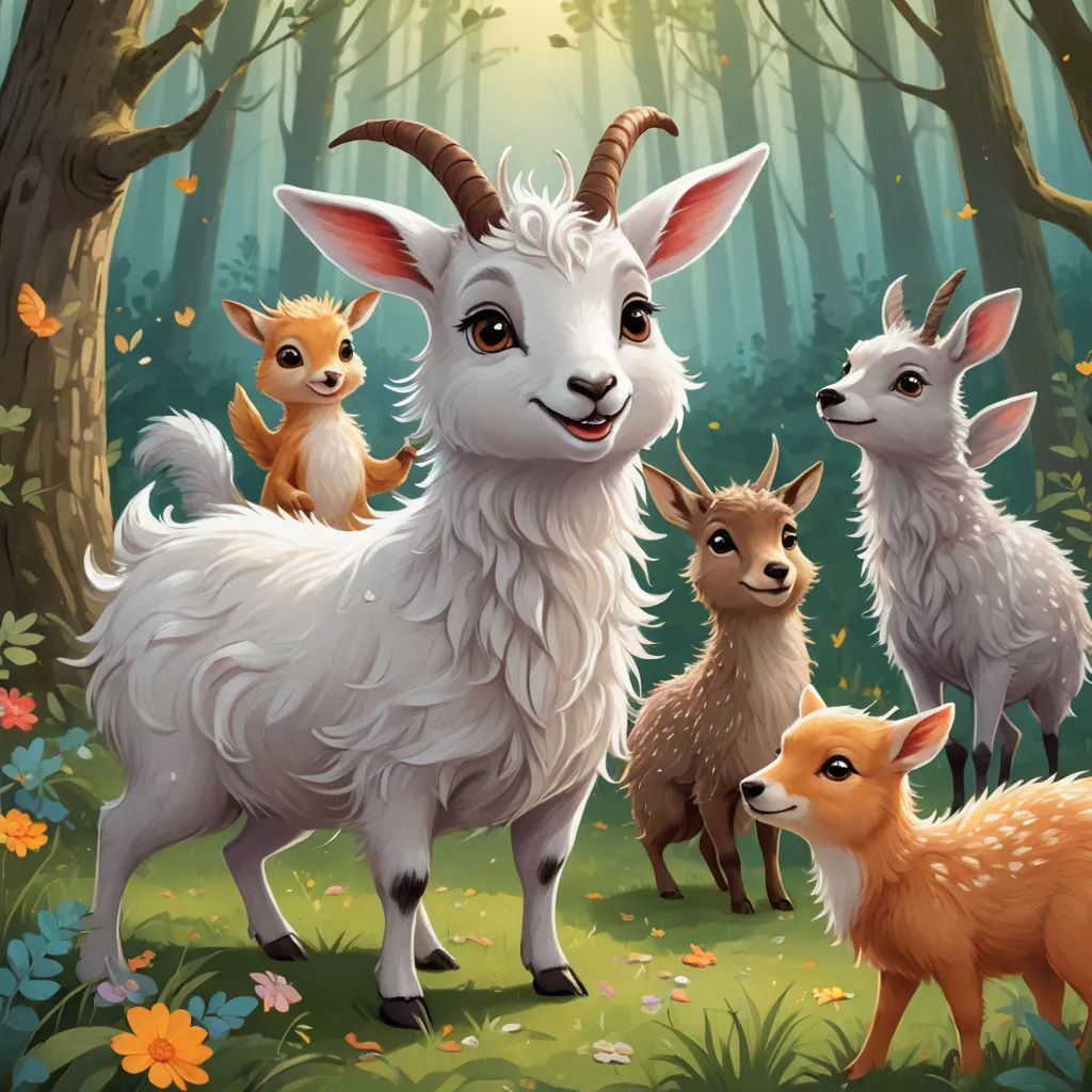 a group of animals standing in a forest together with trees and flowers around them, all looking at the camera, furry art, a storybook illustration, Chris LaBrooy, promotional image