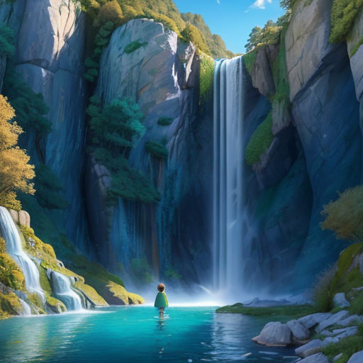 AI Art Generator: Amazing fantasy waterfall anime style digital art,  acrylic painting, trending on pixiv fanbox, palette knife and brush  strokes, style of makoto shinkai jamie wyeth james gilleard edward hopper  greg