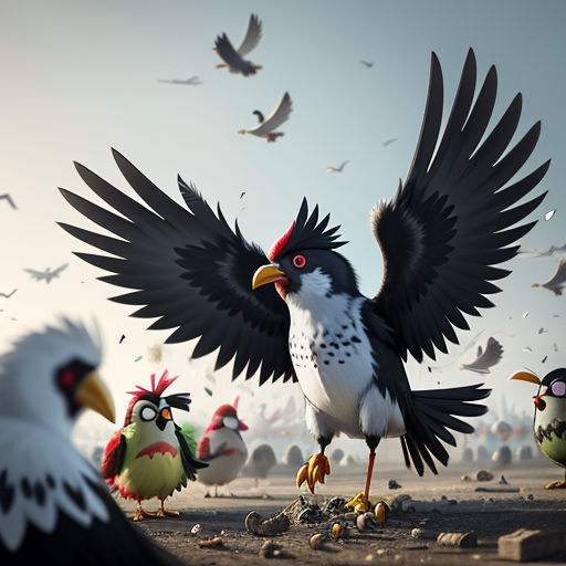 a group of birds with their wings spread out in the air and birds flying around them, all with their wings spread out