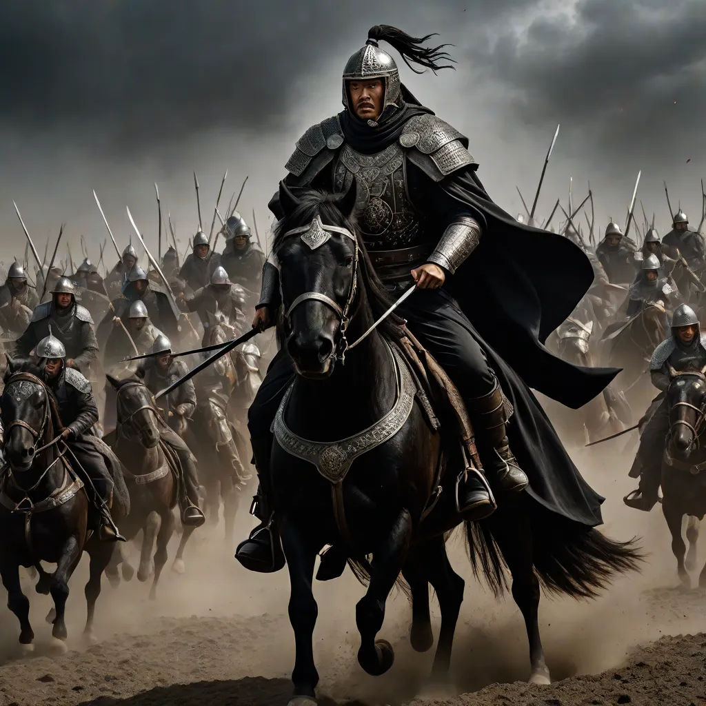 a man riding on the back of a horse next to a bunch of men on horses in a field, antipodeans, a detailed matte painting, Emperor Huizong of Song, weta digital