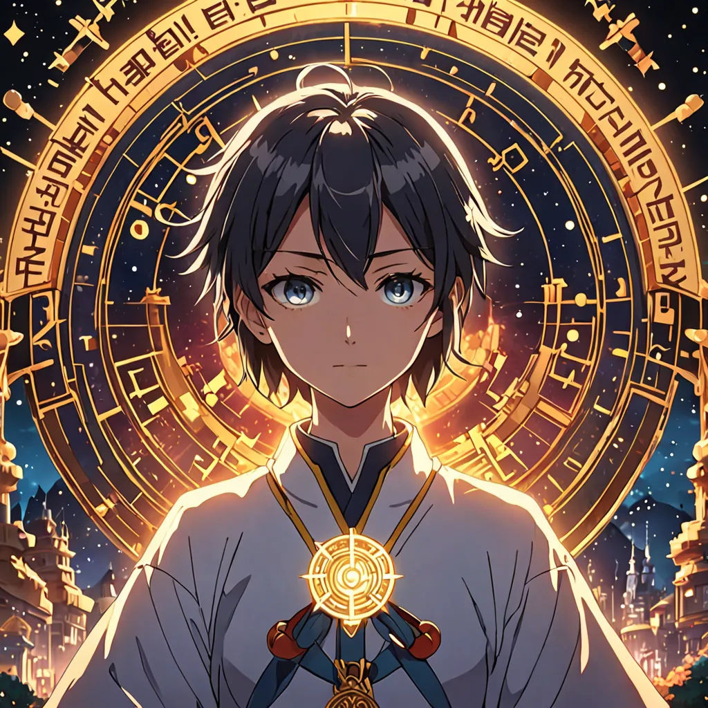 a person standing in front of a clock with a sword in their hand and a circle of numbers behind them, rayonism, poster art, Ai-Mitsu, anime key visual