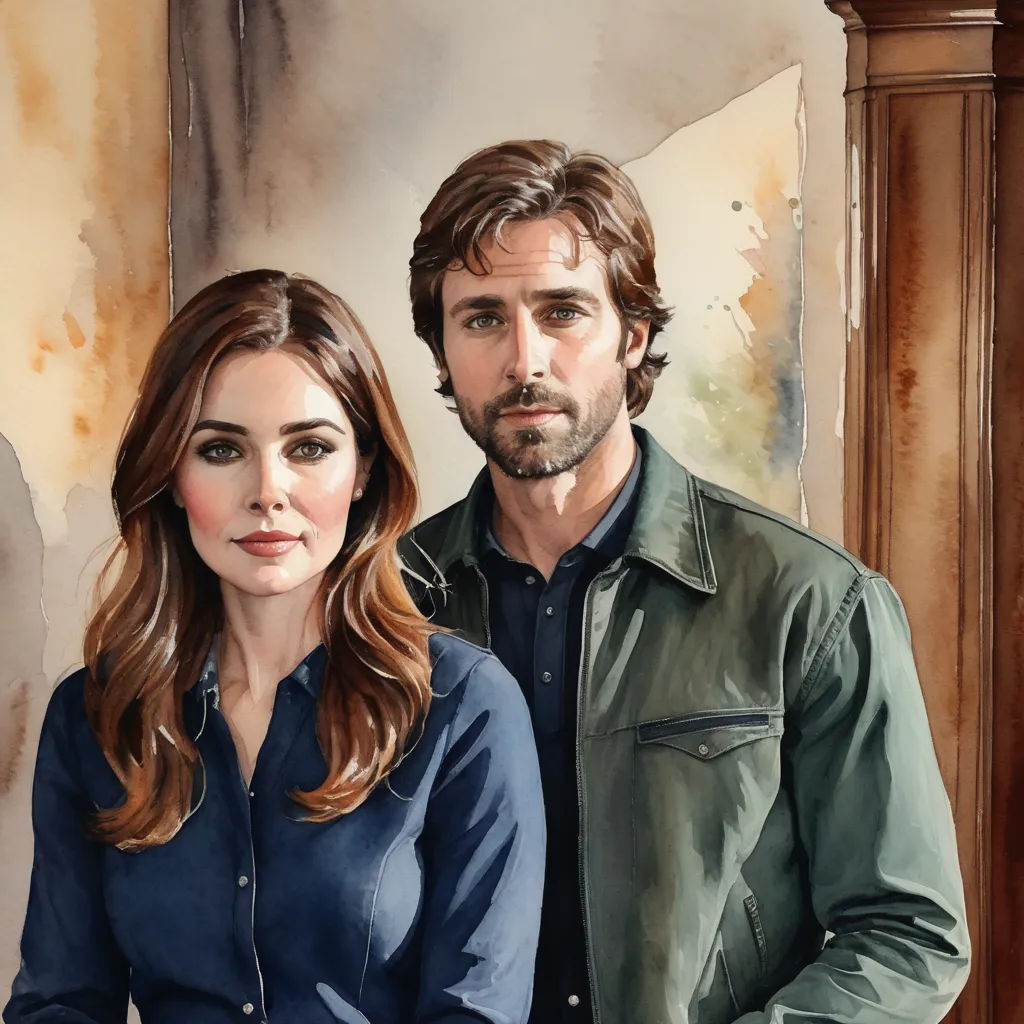 a painting of a man and a woman standing next to each other in front of a mirror with a clock, figurative art, an ultrafine detailed painting, Christian Hilfgott Brand, promotional image