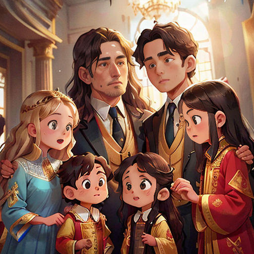 a family portrait of a man and woman with two children and a man in a suit and tie and a woman in a dress