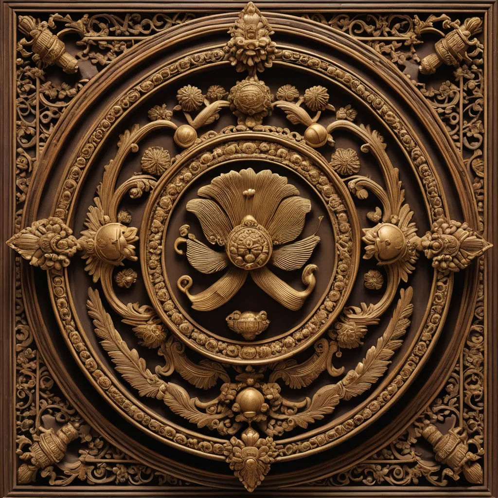 a decorative design on a wall in a building in a city of london, england, uk, with a flower and leaves in the center, arts and crafts movement, a flemish Baroque, Cornelia Parker, ornate