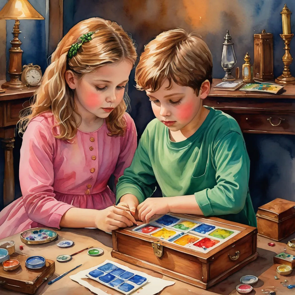 a painting of two children playing a game of cards on a table with a lamp on the side of the table, metaphysical painting, a photorealistic painting, Bob Byerley, highly detailed oil painting