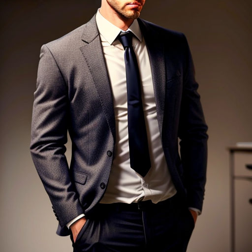 a man in a suit and tie posing for a picture in a dark room with a white wall behind him