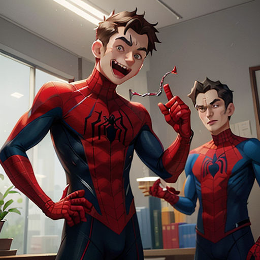 two cartoon characters are standing in a room with a plant in the background and a window behind them, one of them is holding a toothbrush