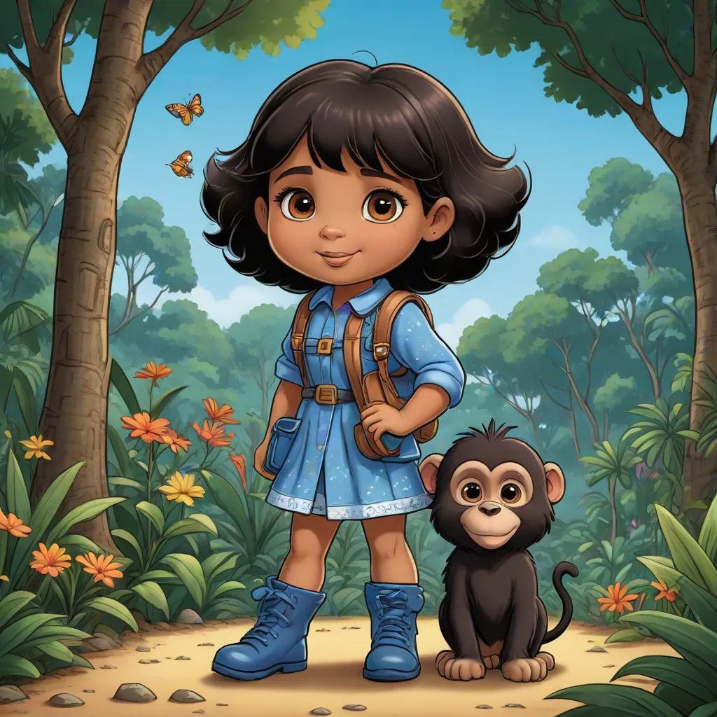 a girl and a monkey in the jungle with butterflies flying above them illustration by alex krapfer, furry art, a character portrait, Ada Gladys Killins, promotional image