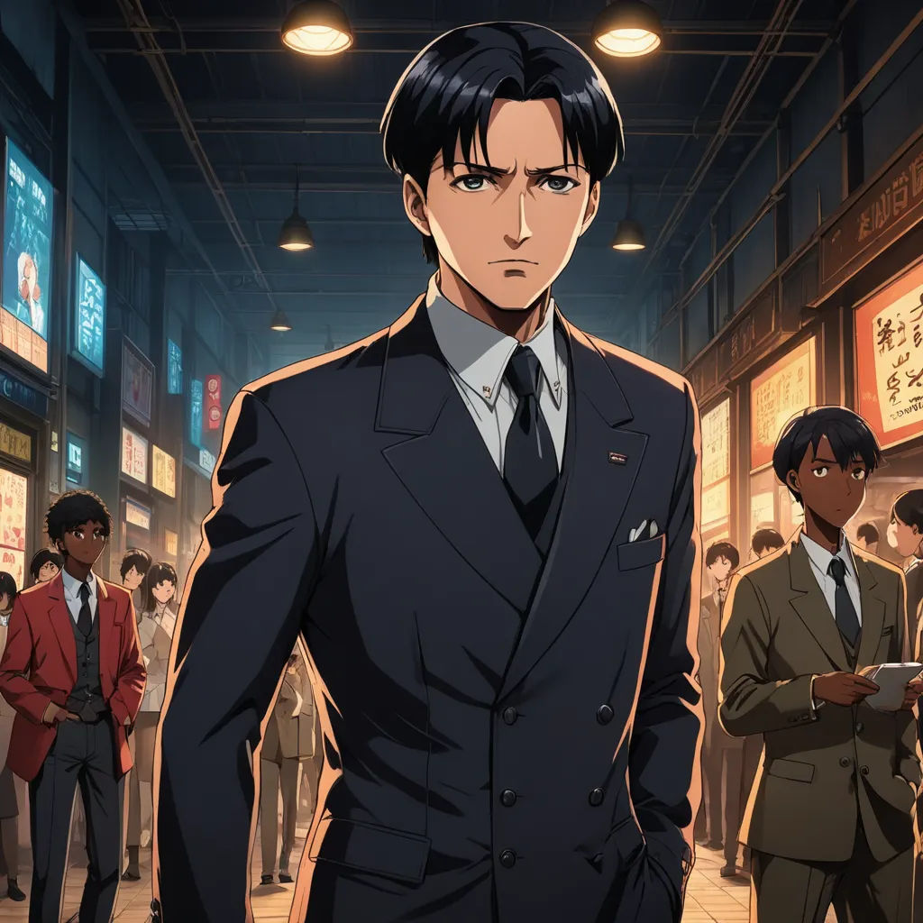 a man in a suit standing in a room with other people in the background and a man in a suit standing in the middle of the room, sots art, a renaissance painting, Adam Manyoki, official art
