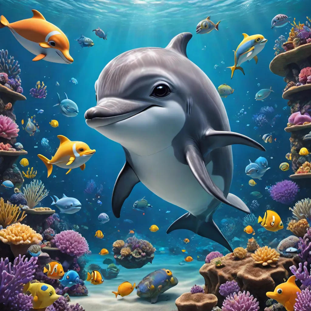 Blu, the Playful Dolphin and the Treasure Map